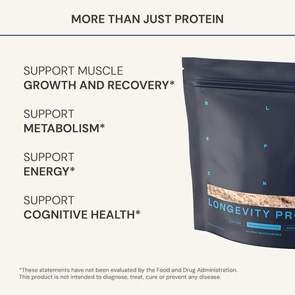 Blueprint Bryan Johnson Chocolate Protein Powder ??Vegan Plant-Based Supplement with Cocoa Powder ??Clean Ingredients ??26g Protein per Serving ??Non-GMO ??30 Servings