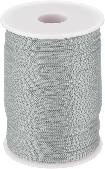 MECCANIXITY 1/12 Inch Polypropylene Rope Braided Ropes, 328ft Nylon Rope Hollow Utility Cord for Clothesline, Camping, Hiking, Outdoor, Light Grey