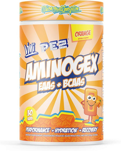 VMI Sports Aminogex Ultra | EAA + BCAA Powder | Amino Acid + Hydration Recovery Drink with Electrolytes, Betaine and Glutamine | (30 Servings) (PEZ Orange)
