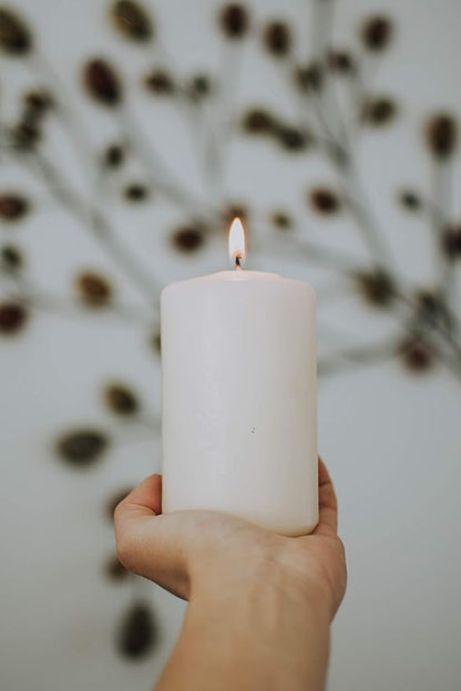 D'light Online 3 X 6 Inch Pillar Candles Set of 12 Bulk Event Pack Round Unscented Premium Wax Pillar Candles for Wedding, Spa, Party, Birthday, Holiday, Bath and Home Decor (3X6, White)