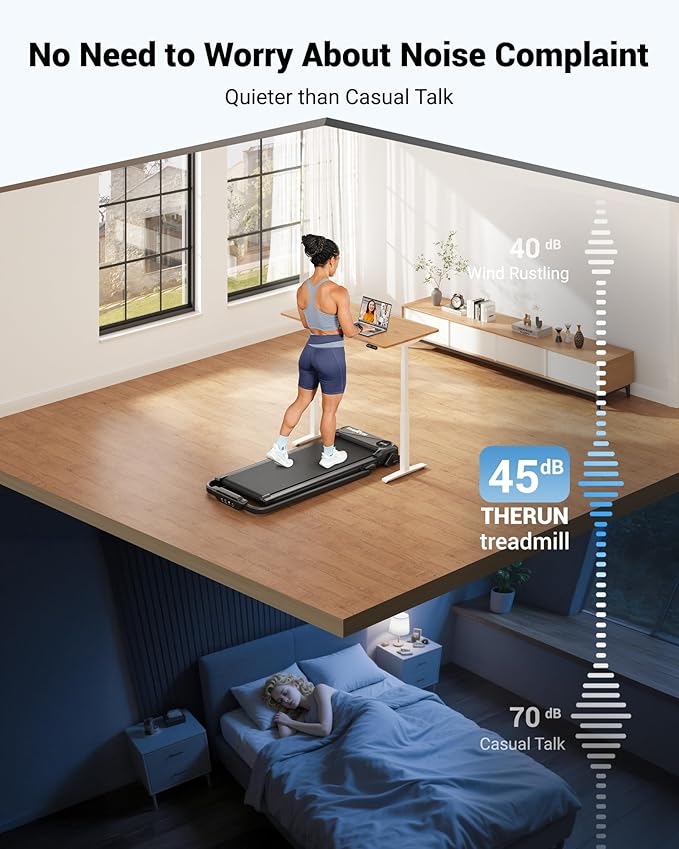 THERUN Walking Pad, 2 in 1 Foldable Treadmills for Home, 2.5HP Under Desk with Handle Bar, 16" Widened Running Belt, with Remote Control