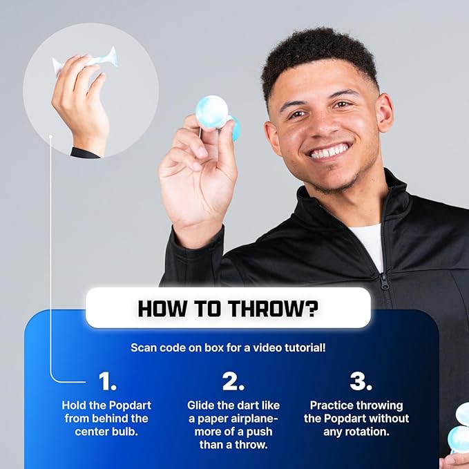 POPDARTS Glow Pack Game Set Glow in The Dark (Blue and Green) - Indoor, Outdoor Suction Cup Throwing Game - Competition with a POP