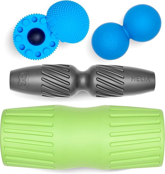 RAD Back Relief Massage Set ??Myofascial Release Bundle for Back Pain, Muscle Recovery, and Mobility - Includes Exercise Foam Rollers, XL Peanut Massage Ball, and Neuro Ball Foot Roller