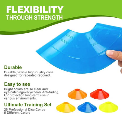 Ashsajkd(Set of 25/50/100 - Agility Soccer Cones with Carry Bag and for ï¼?Football Cones for TrainingFootball, Basketball, Coaching, Agility Cones for Indoor and Outdoor Games