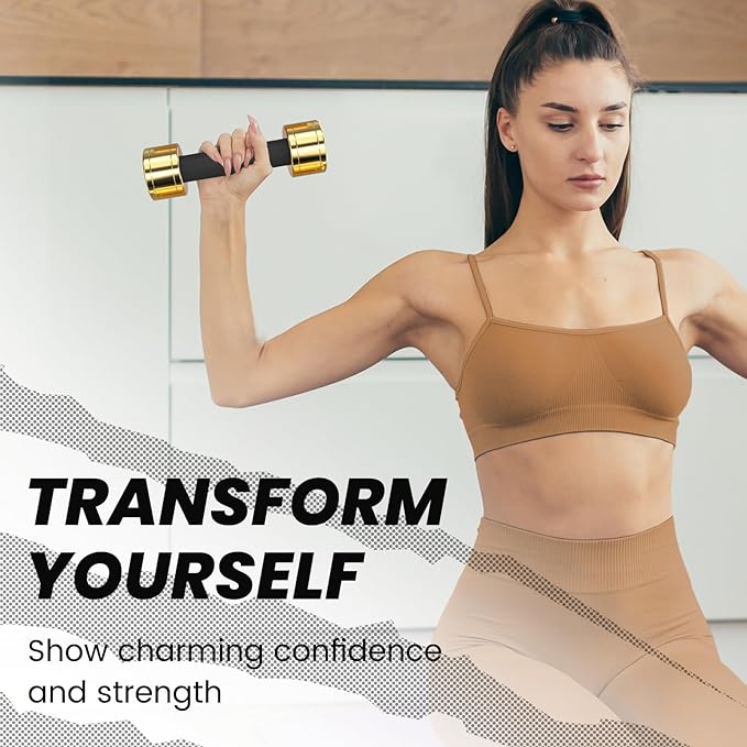 TECHNOAGE Round Dumbbell Sets with Steel Handle, Odorless Neoprene rubber Handle Cover