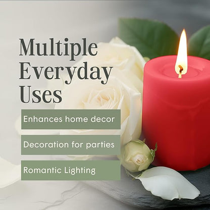 Mister Candle Dripless Unscented Pillar Candles, Set of 3 Hand Poured Solid Color Non-Scented Candles for Home Decor, Premium Wax, 60 Hr Burn Time - 3x4 Inch, Red - Green -White