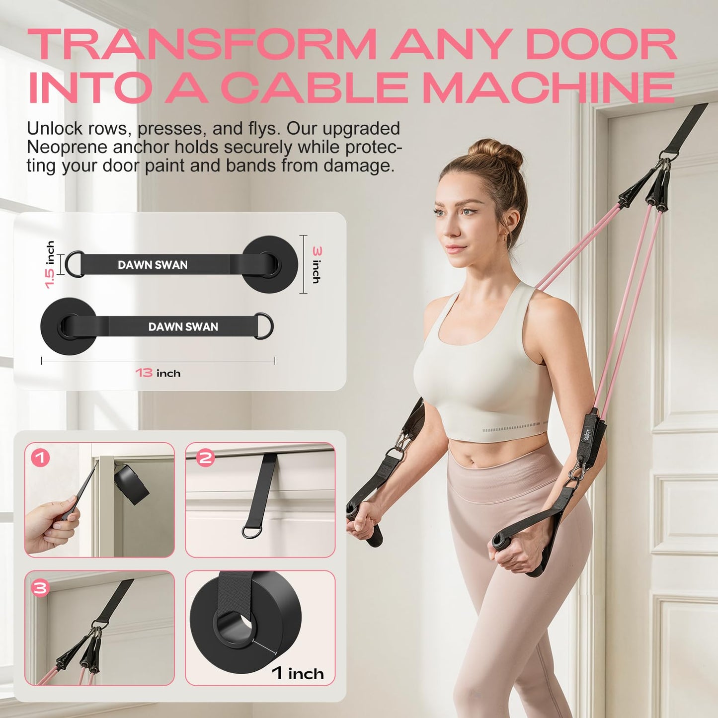 DAWN SWAN Pilates Bar Kit with Resistance Bands – Adjustable Home Gym Workout Equipment for Women &
