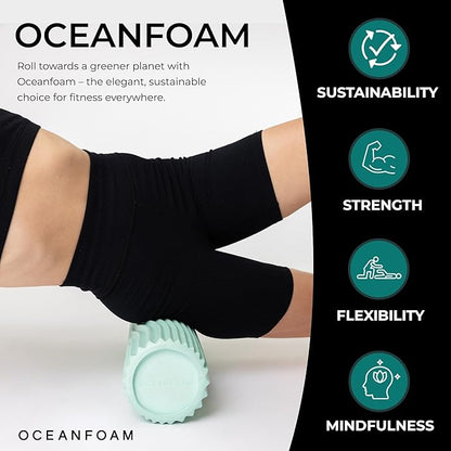 Oceanfoam Tidal Roller - Seafoam - Muscle Massage Foam Roller for Back Pain & Stretching - Firm and Ergonomic Wide Wave Textured - Yoga, Athletics, & Wellness - Full Size, 20" x 5"