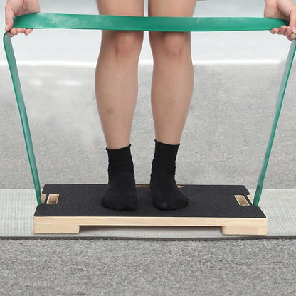 Hiboom Resistance Band Footplate Wood Exercise Platform with Non-slip Surface Workout Footplate Exercise Platform for Band Training Stretching Flexibility and Balance and Full-body Home Gym