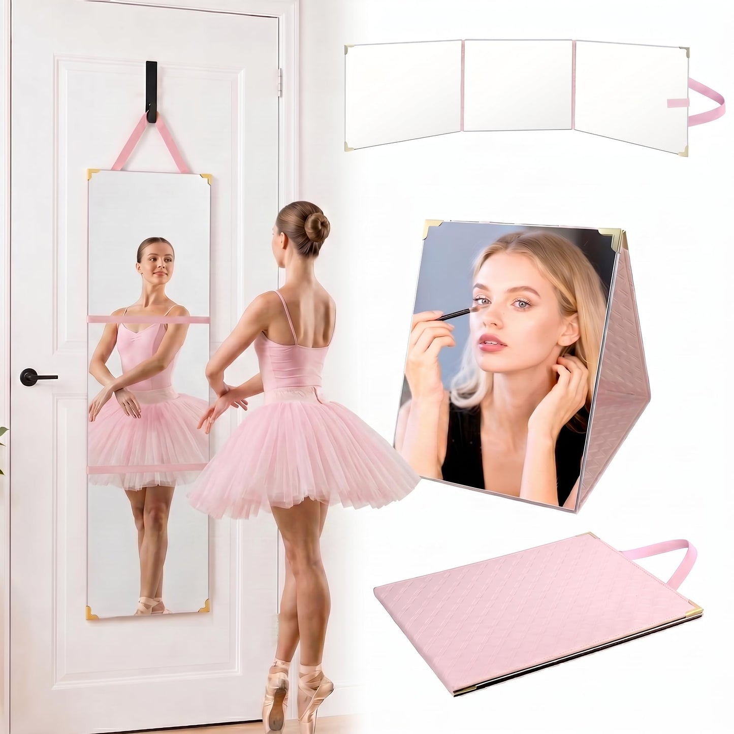 SAFEE MRROR Foldable Full Length Travel Mirror, (48in x 12in) Portable Shatterproof Hanging