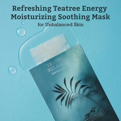 LEADERS Teatree Relaxing Skin Renewal Mask ??Soothes & Calms Sensitive, Acne-Prone Skin ??Controls Excess Oil & Reduces Redness ??Hydrating and Refreshing Sheet Mask for Oily Skin ??10 Sheets