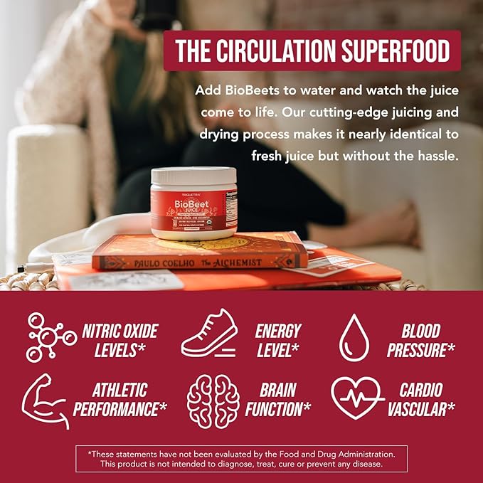 BioBeet® Beet Juice (Black Cherry Flavor) Max Strength 20x High Concentration than Beet Root Powder ??Organic, Cold-Pressed, USA Grown, Raw Form ??Nitric Oxide, Circulation Support (50 Servings)