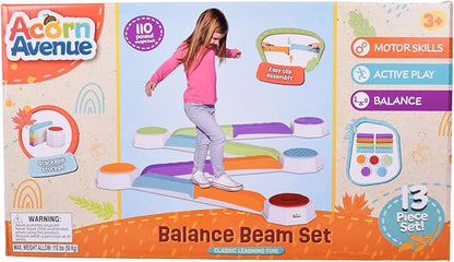 Balance Beam and Toddler Stepping Stones for Kids 13 Pieces, Jumping Stepping Stones Balance Beam, Sensory Play Toys for Toddlers, Indoor or Outdoor Play, Easy Stackable Storage