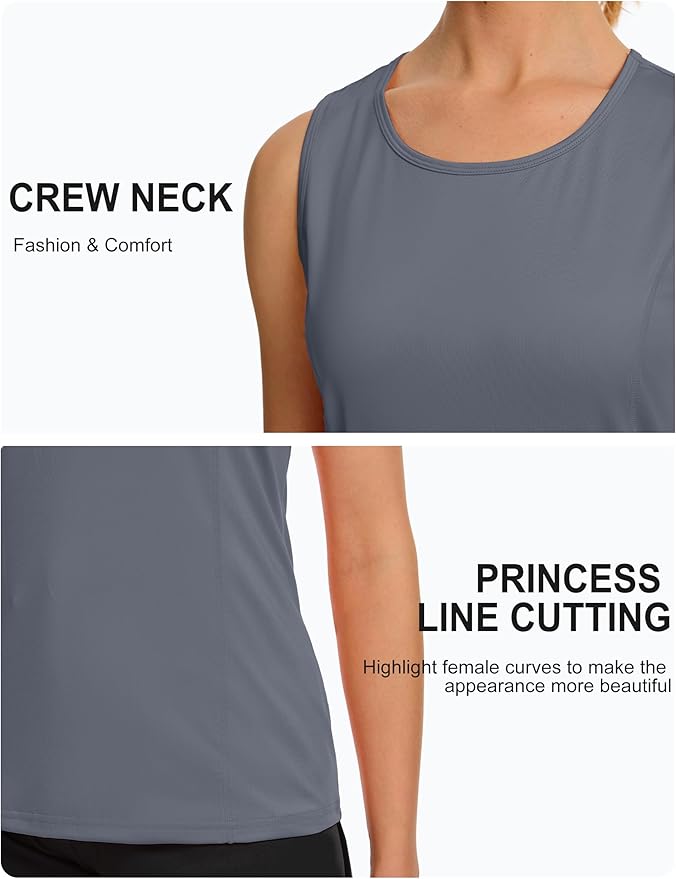 TACVASEN Women's UPF 80+ Workout Tank Top Sleeveless Quick Dry Sun Protection Hiking Athletic Gym Yoga Running Shirts