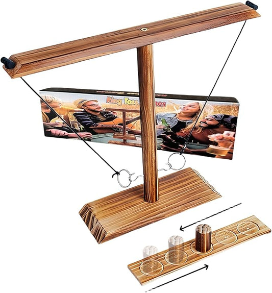 Ring toss Game, Large Base Hook and Ring Game, Hook and Ring Throwing Game for Adults Kids, Family-Friendly Indoor Holiday Fun or Outdoor Patio Games