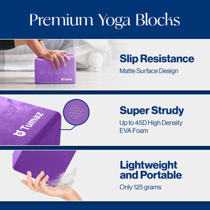 Tumaz Non-Slip Yoga Blocks，High-Density EVA Foam 2 Pack for Yoga & Pilates