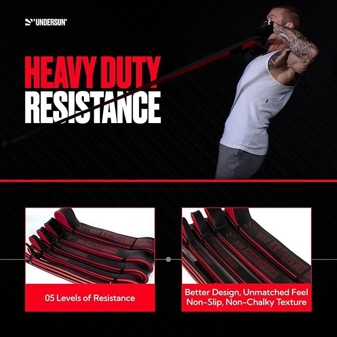 Undersun Resistance Bands for Working Out | Heavy Resistance Bands for Strength Training & Pull Up Assistance | Indoor/Outdoor, Gym, Home Exercise Bands Resistance