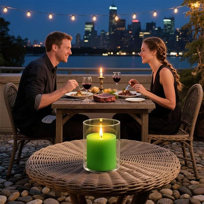 6 Packs 2.75x3.25 Inch Light Green Color Pillar Candles, Unscented Dripless Non-Toxic Smokeless Clean Long Lasting Cylinder Candles for St. Patrick's Day Home Dinner Table Power Outage Emergency