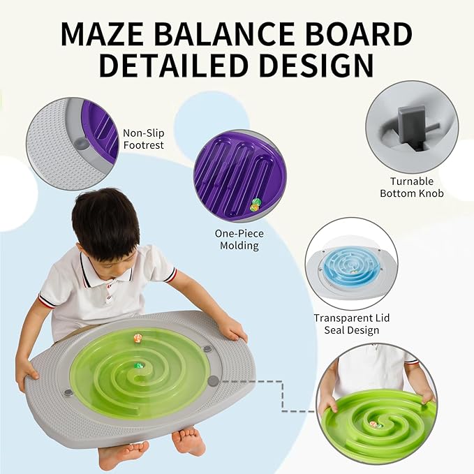 Balance Board Kids, Toddler Balance Board Maze, Wobble Board with 6 Colored Balls,3 Replacement Labyrinth Boards, Balancing Board Physical Therapy for Sensory Training