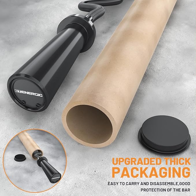 47" Olympic EZ Curl Bar 500-lbs Capacity Steel Barbell Suitable for 2" Weight Plates, 2-Inch Curl Bar for Weight Lifting,Hip Thrusts,Squat,Biceps-Home Gym Weight Bar