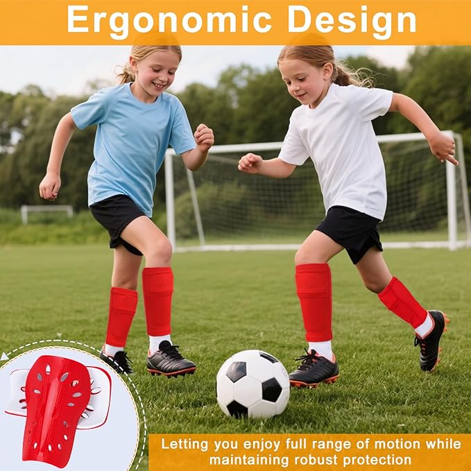 2 Pairs Shin Guards Soccer for Kids,Shin Pads Extra Lightweight Breathable Slide in Shin Guard for Football Training Match Outdoor Activities Protective Slip-in Shin Guards for Boys Girls