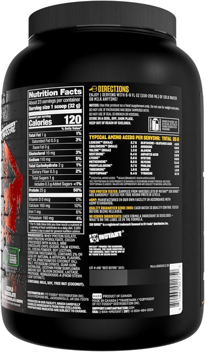 Mutant ISO Surge Whey Protein Powder Acts Fast to Help Recover, Build Muscle, Bulk and Strength, Uses Only Ingredients, 1.6 lb - Triple Chocolate