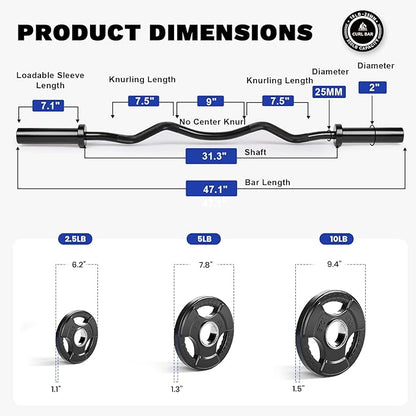 LIONSCOOL Premium 4ft/4.9ft/6ft Barbell for Strength Training and Olympic Weightlifting, 2 Inch Bar for Squats, Curls, Deadlifts, Presses, Hip Thrusts, 350lbs/500lbs/700lbs Weight Capacity