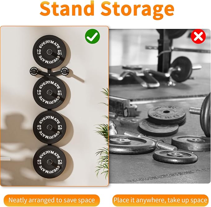 Weight Plate Storage Rack, Olympic Weight Plate Holder, Bumper Plate Storage, Home Gym Organizer