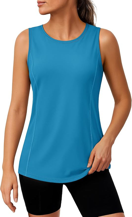 TACVASEN Women's UPF 80+ Workout Tank Top Sleeveless Quick Dry Sun Protection Hiking Athletic Gym Yoga Running Shirts