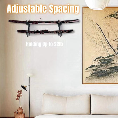 Eforlife 2/Set Sword Hook Wall Mount Samurai Sword Hanger Display Holder Adjustable for Katana Wakizashi Tanto Genji Sword Weapon Rack