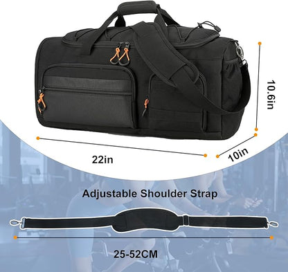 Searock 40L Gym Bag for Men, 3 In 1 Duffle Bag Backpack for Travel, Sports Duffel Bags for Gym Camping, Weekender Overnight Bag with Shoe Compartment, Black