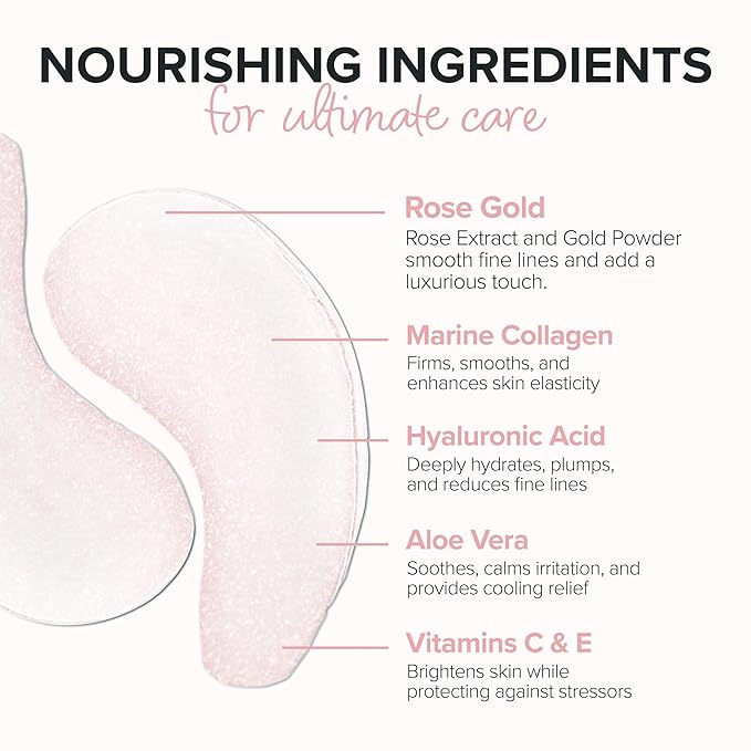 ToGoSpa Rose Gold EYES, Dark Circle Warrior | Premium Clean Anti-Aging Gel Pads with Collagen, Hyaluronic Acid, Aloe Vera, Vitamins C & E, 1 Pack - 3 Pair