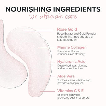 ToGoSpa Rose Gold EYES, Dark Circle Warrior | Premium Clean Anti-Aging Gel Pads with Collagen, Hyaluronic Acid, Aloe Vera, Vitamins C & E, 1 Pack - 3 Pair