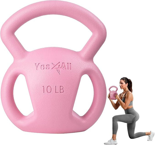 Yes4All Kettlebell, Strength Training Kettlebells for Women, Wide Multi-grip Textured Handle for Home Gym Exercises & Full Body Workout, Single 5–25 lb & Set of 10-15 lb