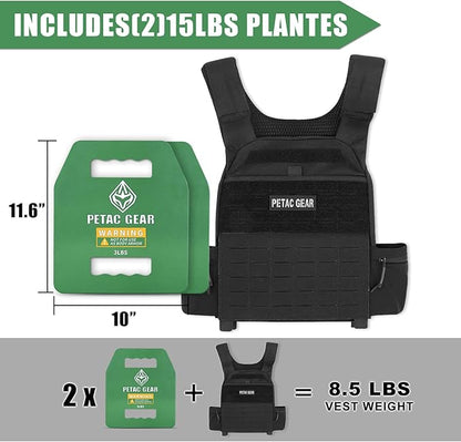 PETAC GEAR Tactical Weights Plates For Weighted Vest For Men Workout,5/10/15/20 LBS Weight Strength Training Vests Equipment Workout Gear