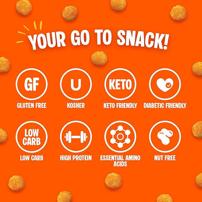 Twin Peaks Low Carb, Keto Friendly Protein Puffs, (Nacho Cheese), 2 Servings, 3 Pack (60g, 42g Protein, 4g Carbs)