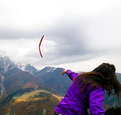 Masterfully Handcrafted Wooden Boomerang | Huge Size – 18 Inches | Flight-Tested, 100-Yard Range | Returning | Includes Throwing Guide | Boomerang for Adults | Colour: Light Brown Cedar