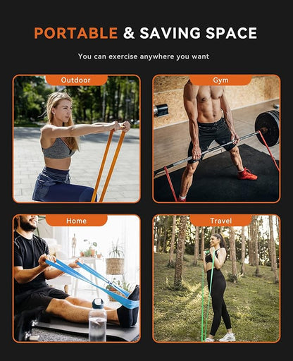 SUNPOW Pull Up Assistance Bands - Set of 5 Resistance Heavy Duty Workout Exercise Stretch Fitness Bands Assist Set for Body, Instruction Guide and Carry Bag Included