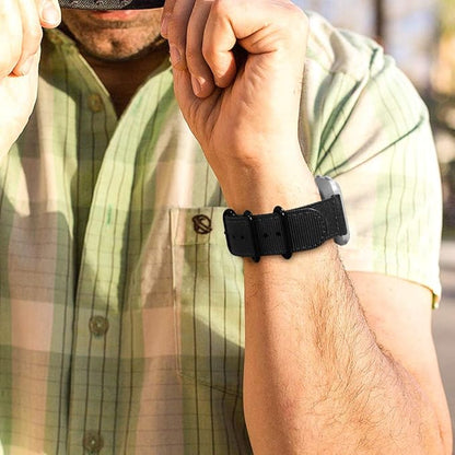 FINTIE Bands Compatible with Fitbit Versa 2/1 / Lite Edition, Soft Nylon Replacement Strap Wristband Accessories (Black)