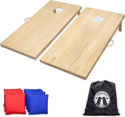 GoSports 4 x 2 ft Classic Wooden Cornhole Board Set - Portable Bean Bag Toss Game for Adults &