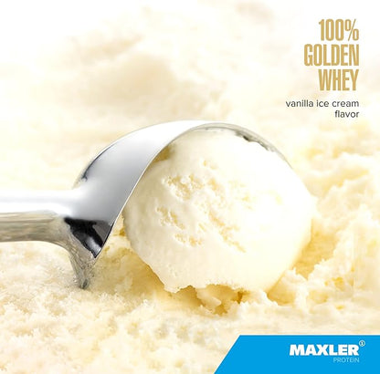 Maxler 100% Golden Whey Protein - 24g of Protein per Serving - Premium Whey Protein Powder for Pre Post Workout - Fast-Absorbing Whey Concentrate, Isolate & Hydrolysate Blend - Vanilla Ice Cream 2 lb