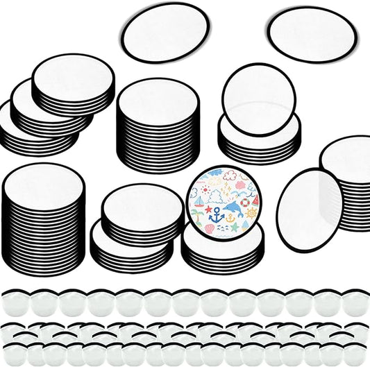 Foldable Flying Disc Fans Set with Bags, 9.8 Inch Black Egde Fabric Beach Flying Disc for Wedding