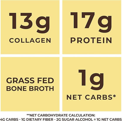 16oz Vanilla Bone Broth Protein Powder From Grass Fed Beef - Non-GMO Ingredients, Gut-Friendly, Low Carb Dairy Free Protein Powder - Natural Collagen Source For Joint Support - Keto Friendly
