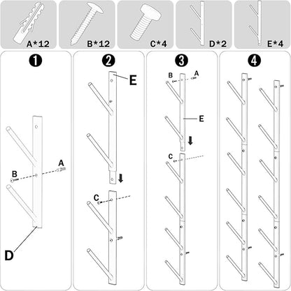Skateboard Wall Mount, 6-Tier Skate Board Rack Wall Mount, Snowboard Storage Longboard Deck Organizer, Skateboard Wall Display Hanger Holder