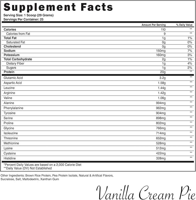 Steel Supplements Veg-PRO | Vegan Protein Powder, Vanilla Cream Pie | 25 Servings (1.65lbs) | BCAA Amino Acid | Gluten Free | Non Dairy | Low Carb Formula