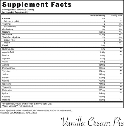 Steel Supplements Veg-PRO | Vegan Protein Powder, Vanilla Cream Pie | 25 Servings (1.65lbs) | BCAA Amino Acid | Gluten Free | Non Dairy | Low Carb Formula