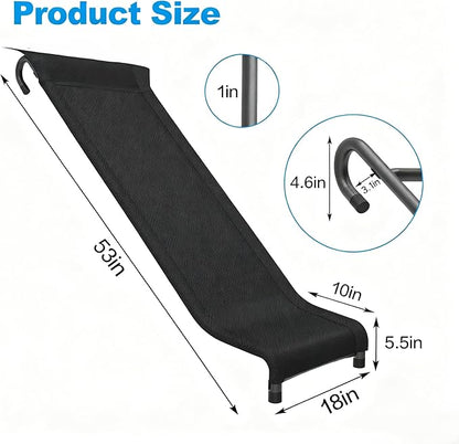 Ergonomic Trampoline Slide with Buffer Region for Children Kids, Outdoor Trampoline Slide Attachment, Heavy Duty Steel, Frame, Easy to Assemble (Black-Slide)