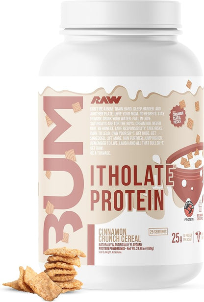 RAW Whey Isolate Protein Powder, Cinnamon Crunch (CBUM Itholate Protein) - 100% Grass-Fed Sports Nutrition Powder for Muscle Growth & Recovery - Low-Fat, Low Carb, Naturally Flavored - 25 Servings