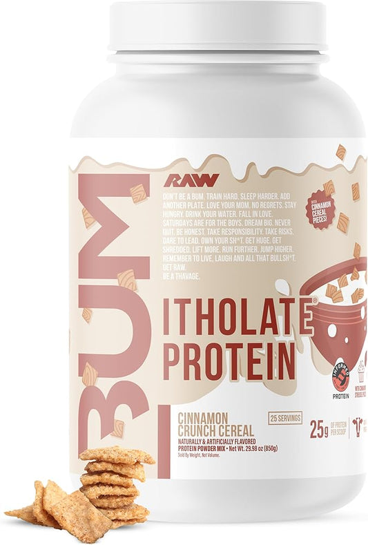 RAW Whey Isolate Protein Powder, Cinnamon Crunch (CBUM Itholate Protein) - 100% Grass-Fed Sports Nutrition Powder for Muscle Growth & Recovery - Low-Fat, Low Carb, Naturally Flavored - 25 Servings