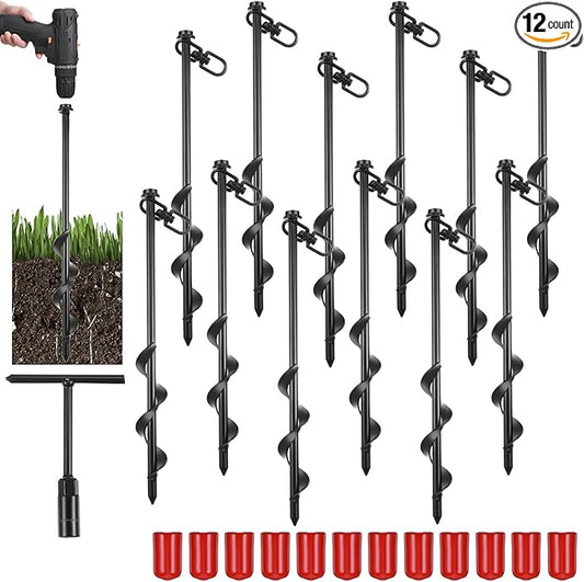 Reginary Ground Anchors Screw in Tent Stakes Heavy Duty Trampoline Anchors High Wind for Camping
